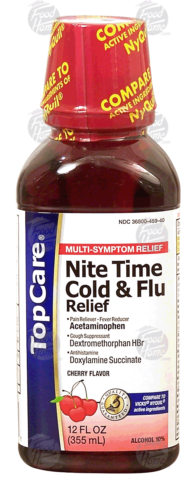 Top Care  nite time cold & flu relief, multi-symptom relief, cherry Full-Size Picture